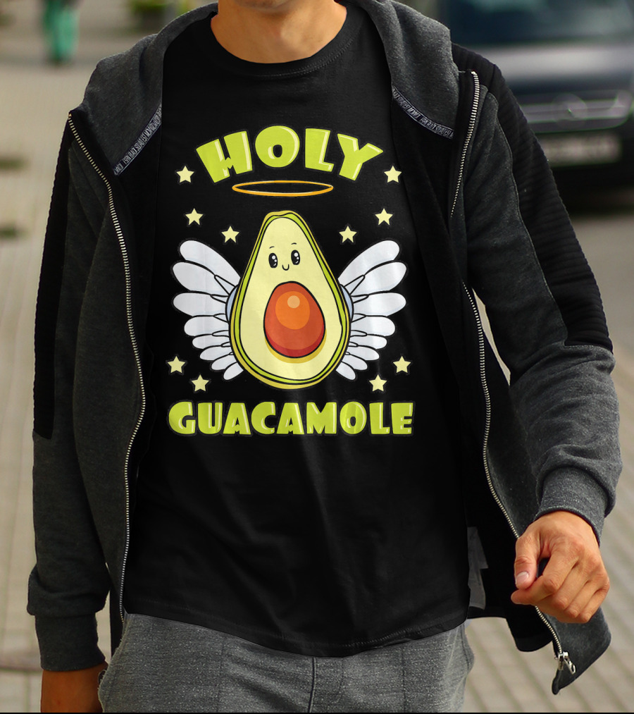 Holy Guacamole Avocado Angel With Halo And Wings T-Shirt