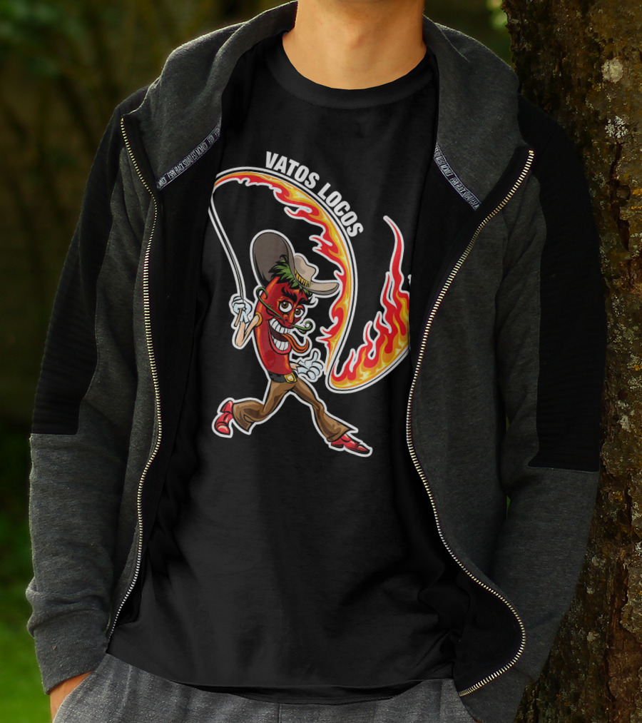 Vatos Locos Spicy Fire Rope Mexico Chili Pepper Cowboy T-Shirt