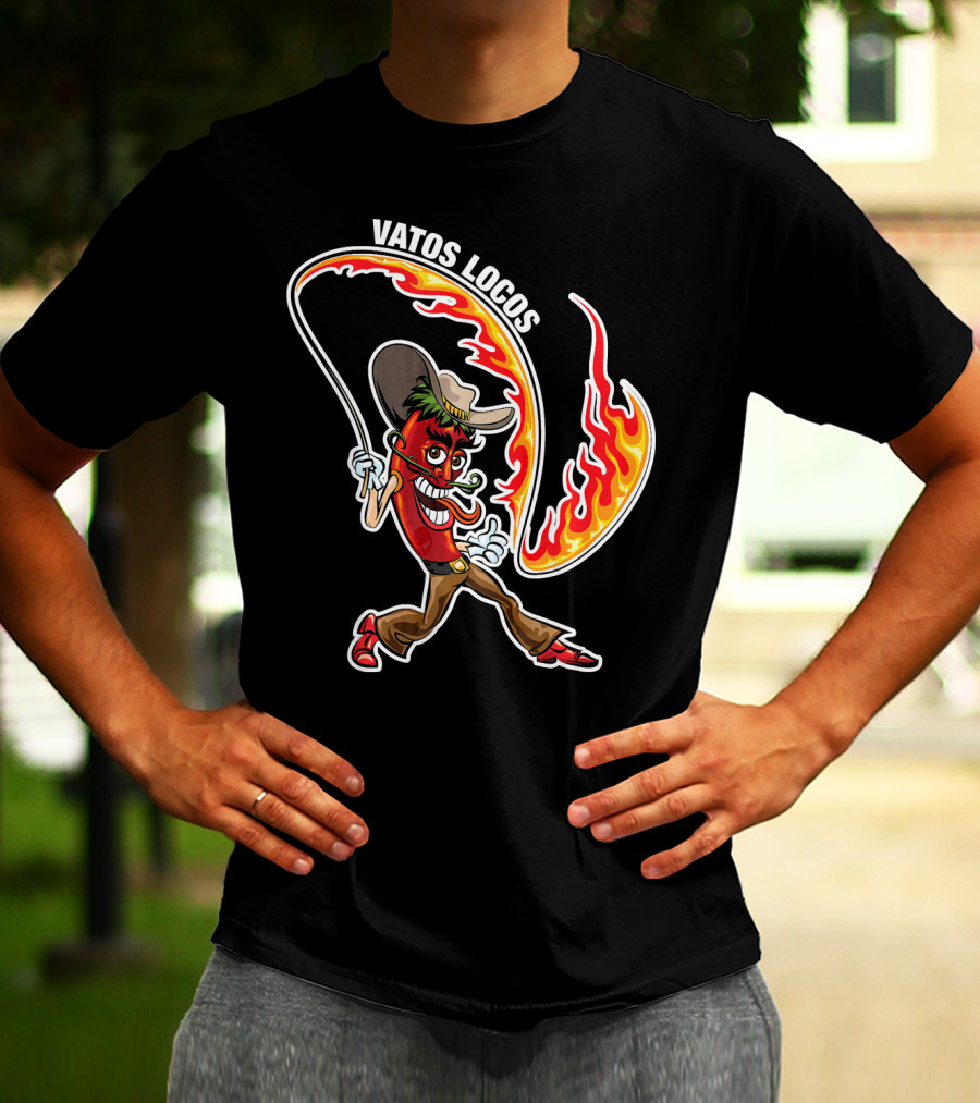 Vatos Locos Spicy Fire Rope Mexico Chili Pepper Cowboy T-Shirt