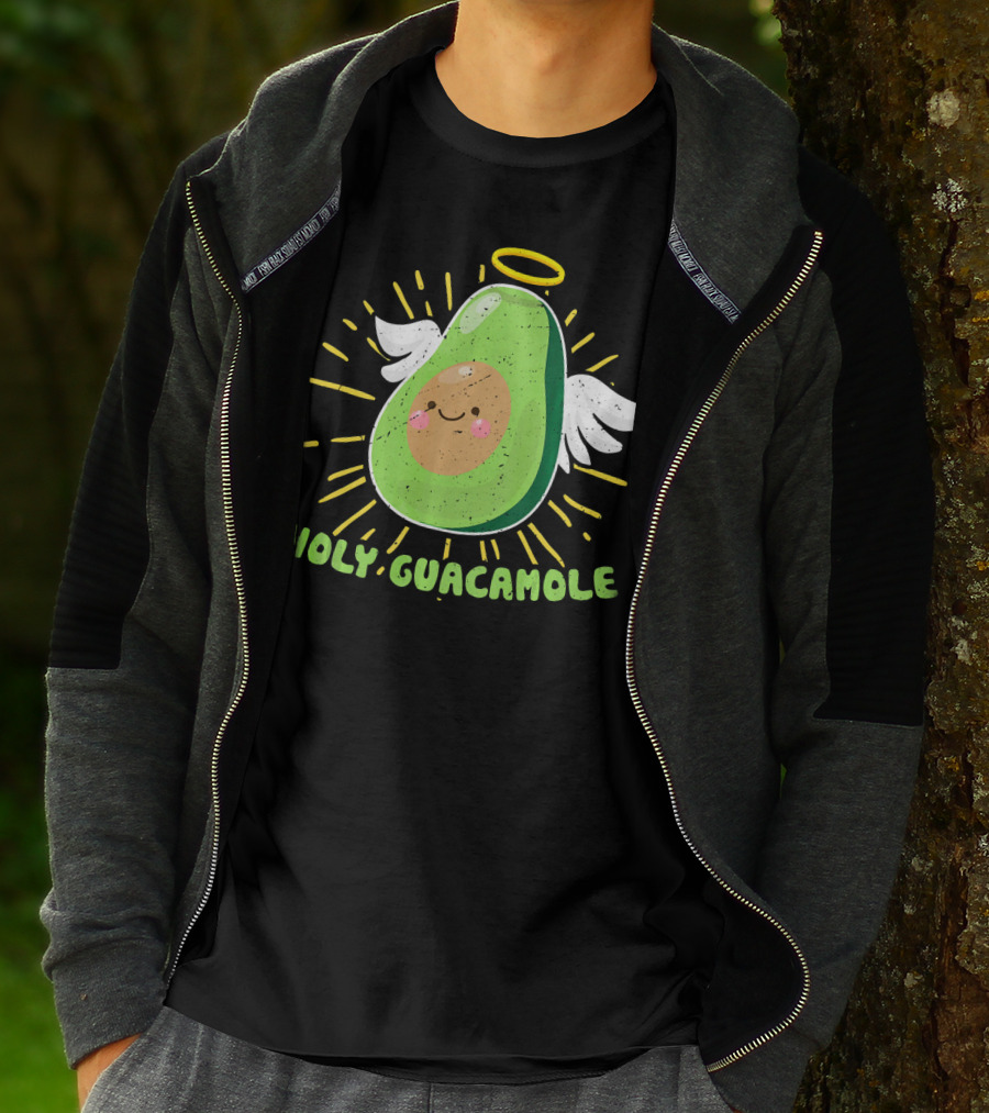 Holy Guacamole Avocado Lover Funny Veget Angel Wings Halo T-Shirt