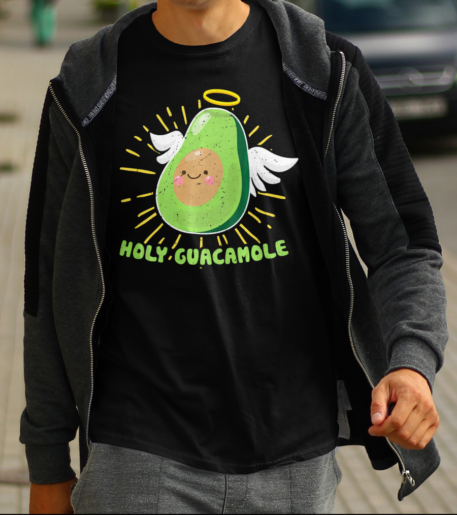 Holy Guacamole Avocado Lover Funny Veget Angel Wings Halo T-Shirt