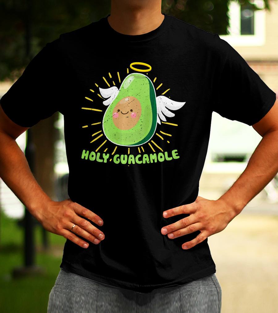 Holy Guacamole Avocado Lover Funny Veget Angel Wings Halo T-Shirt