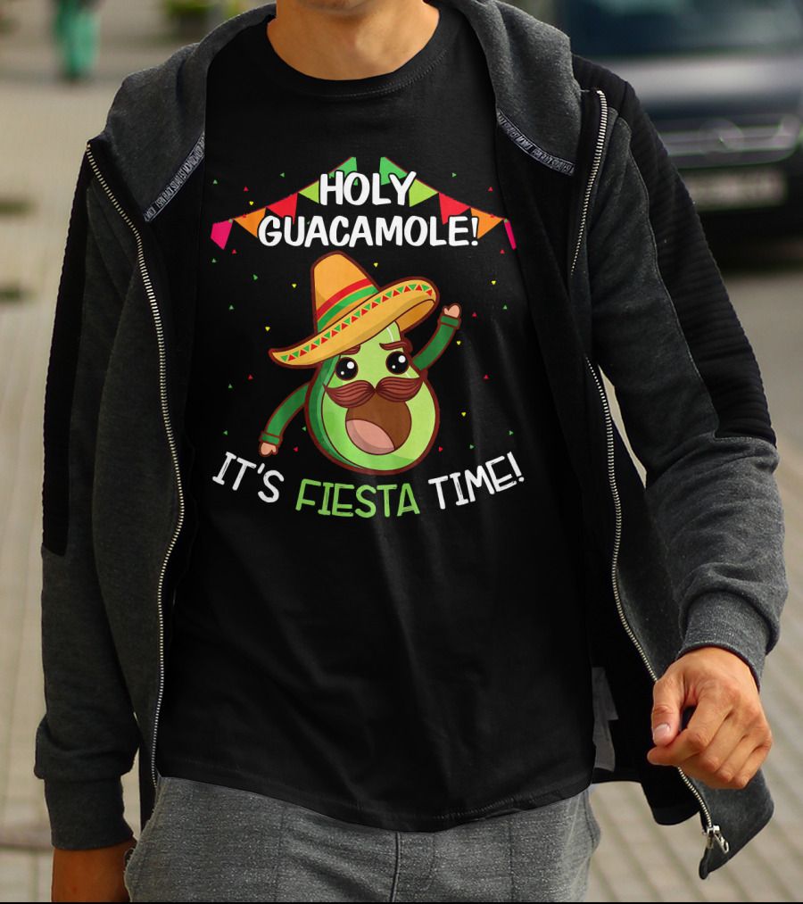 Holy Guacamole It's Fiesta Time Mexican Avocado Sombrero Celebrations T-Shirt