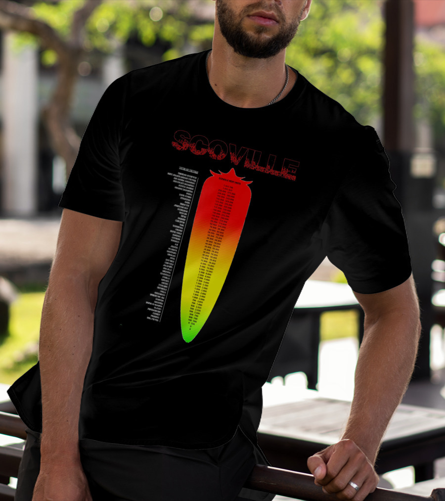 Scoville Pepper Heat Scale Chart With Ranked Spice Levels T-Shirt