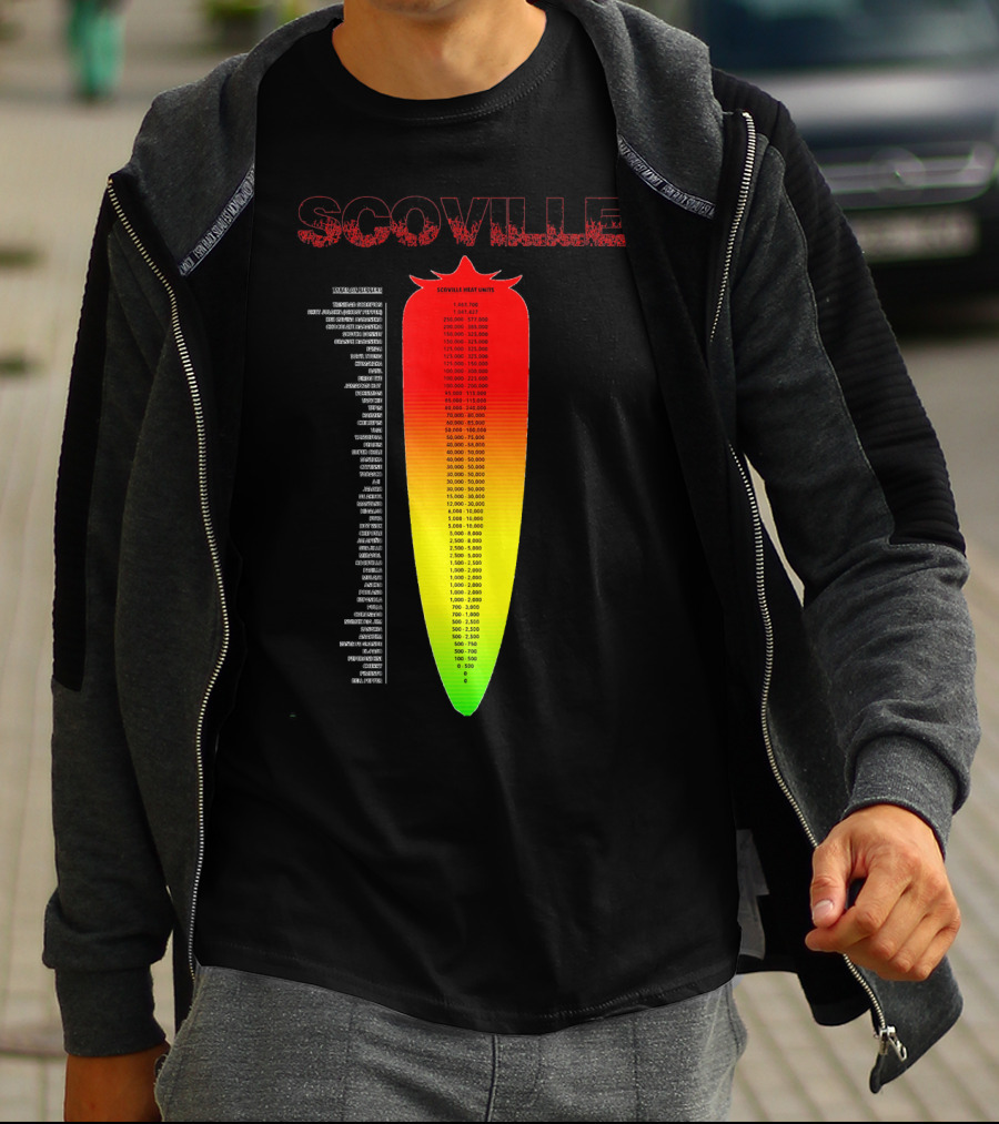 Scoville Pepper Heat Scale Chart With Ranked Spice Levels T-Shirt
