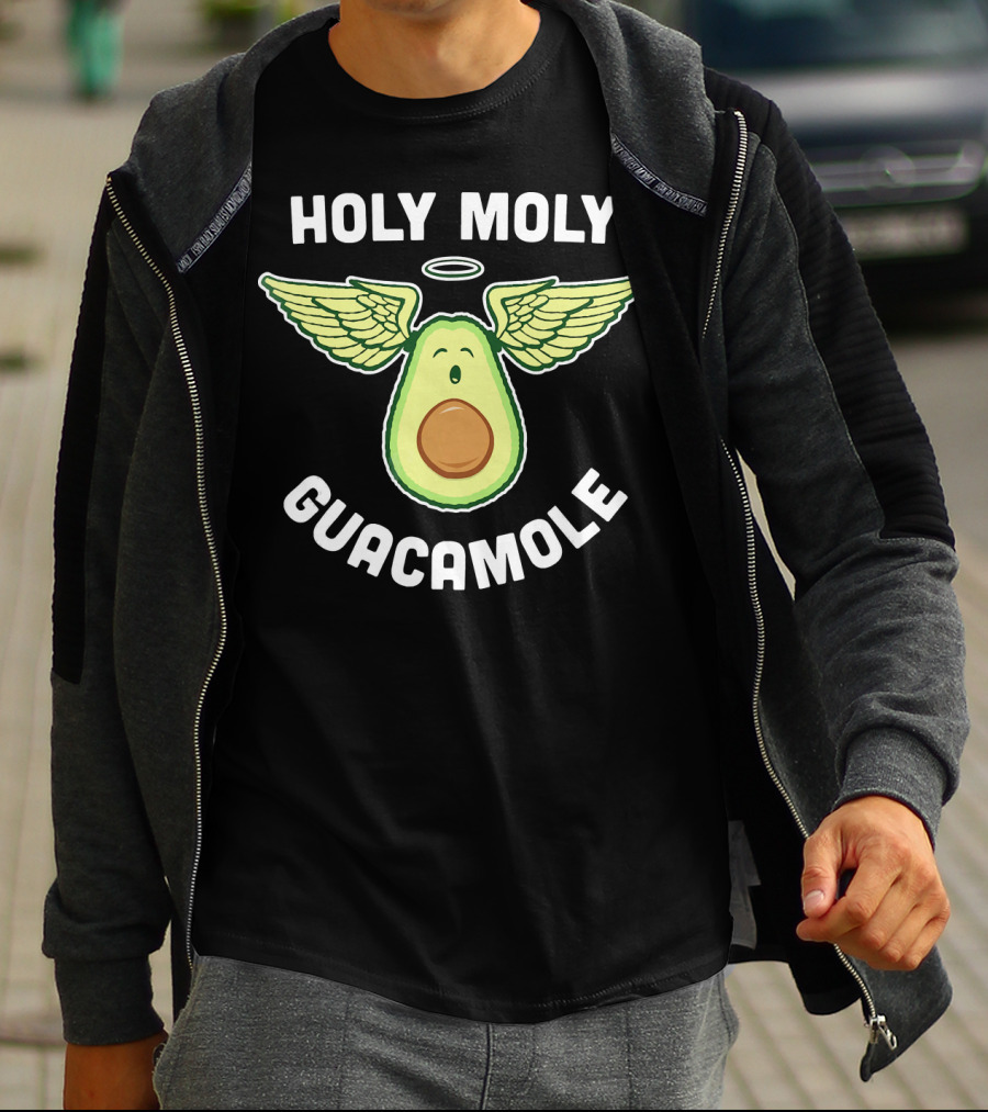 Holy Moly Guacamole Funny Vegan Avocado T-Shirt