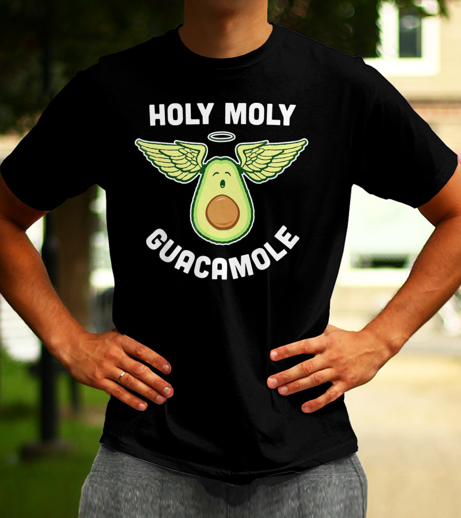 Holy Moly Guacamole Funny Vegan Avocado T-Shirt