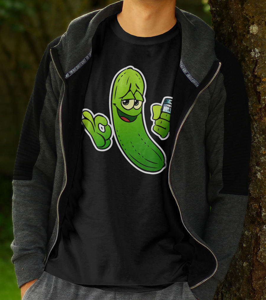 Funny Cool Pickle With Salt Shaker Spicy Vegetables Cucu T-Shirt