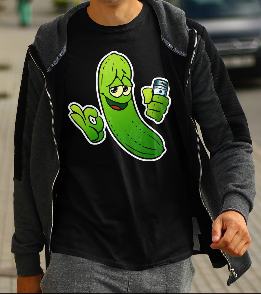 Funny Cool Pickle With Salt Shaker Spicy Vegetables Cucu T-Shirt