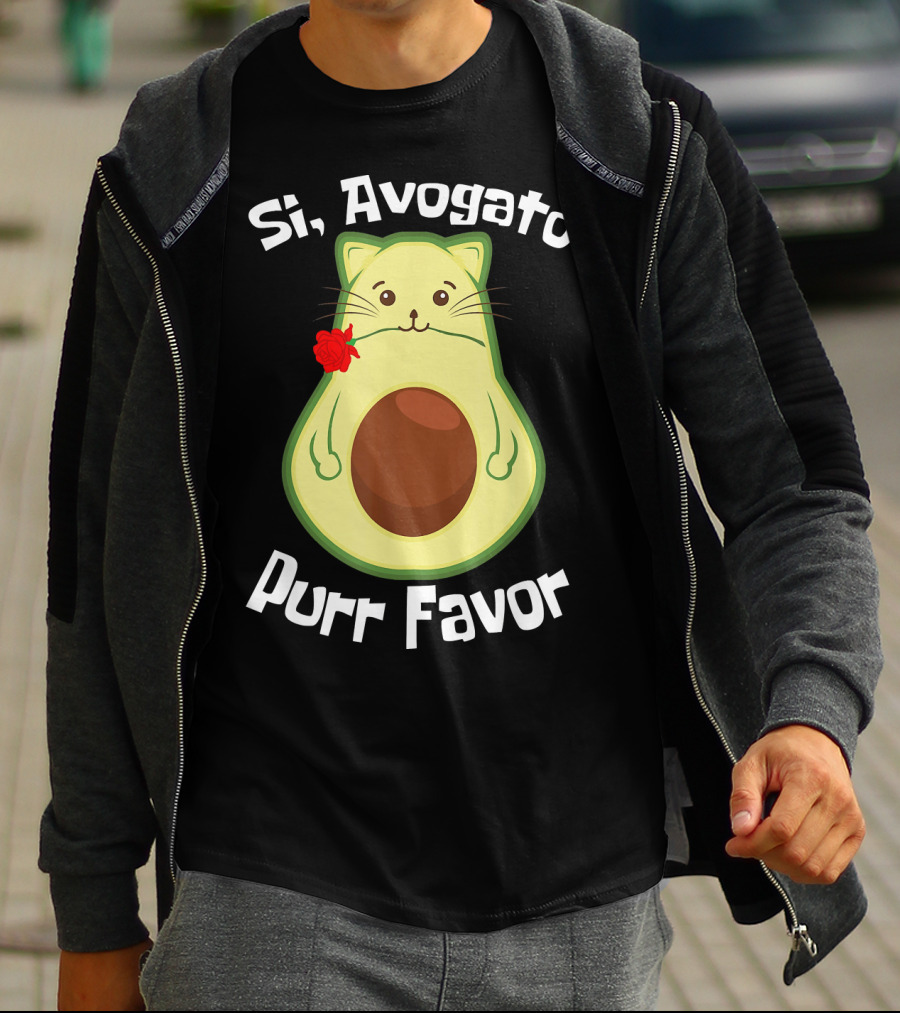 Si, Avogato Purr Favor Funny Avocado Guacamole Cat T-Shirt