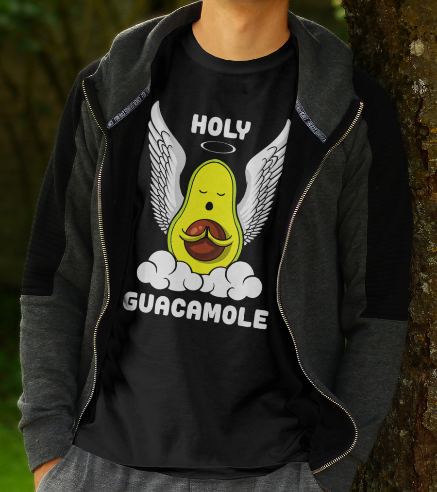 Holy Guacamole Avocado Angel With Wings Vegan Funny T-Shirt
