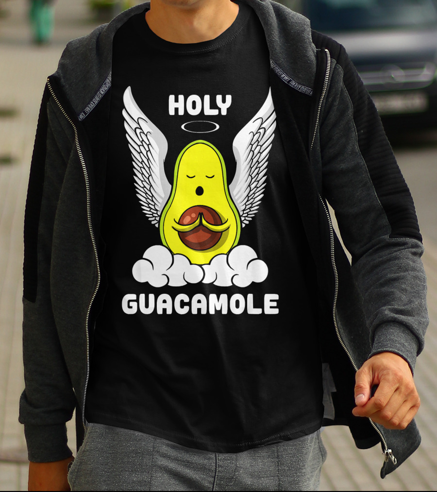 Holy Guacamole Avocado Angel With Wings Vegan Funny T-Shirt