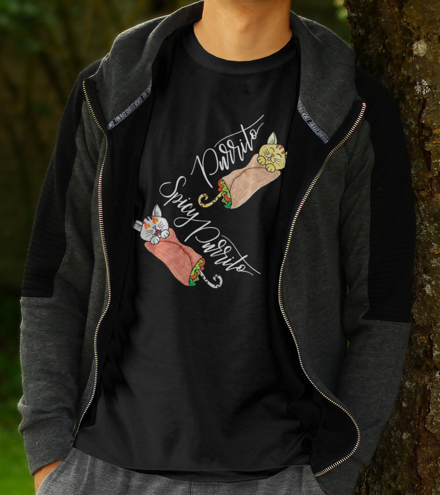 Purrito Spicy Purrito Funny Kitty Cat Burrito T-Shirt