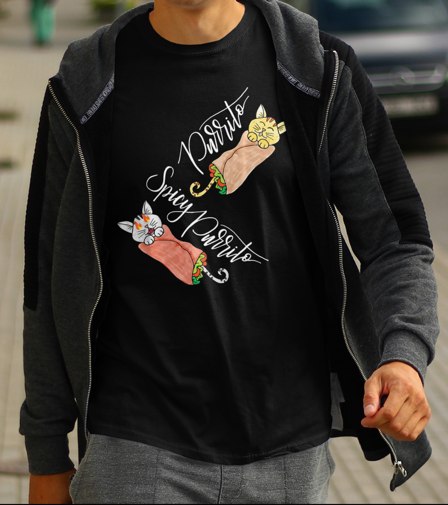 Purrito Spicy Purrito Funny Kitty Cat Burrito T-Shirt