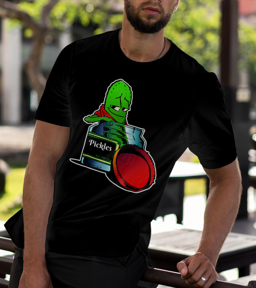 Pickles In Jar Funny Pickle Lover With Blue Lid And Red Sauce T-Shirt