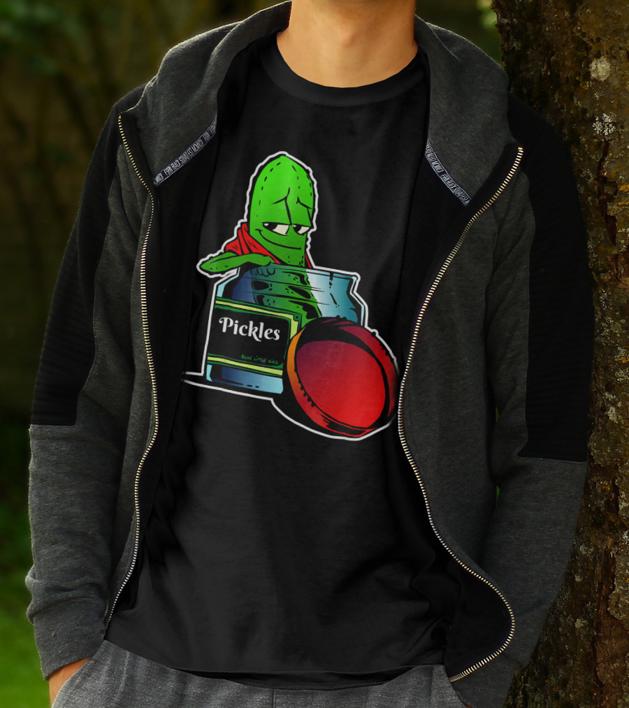 Pickles In Jar Funny Pickle Lover With Blue Lid And Red Sauce T-Shirt