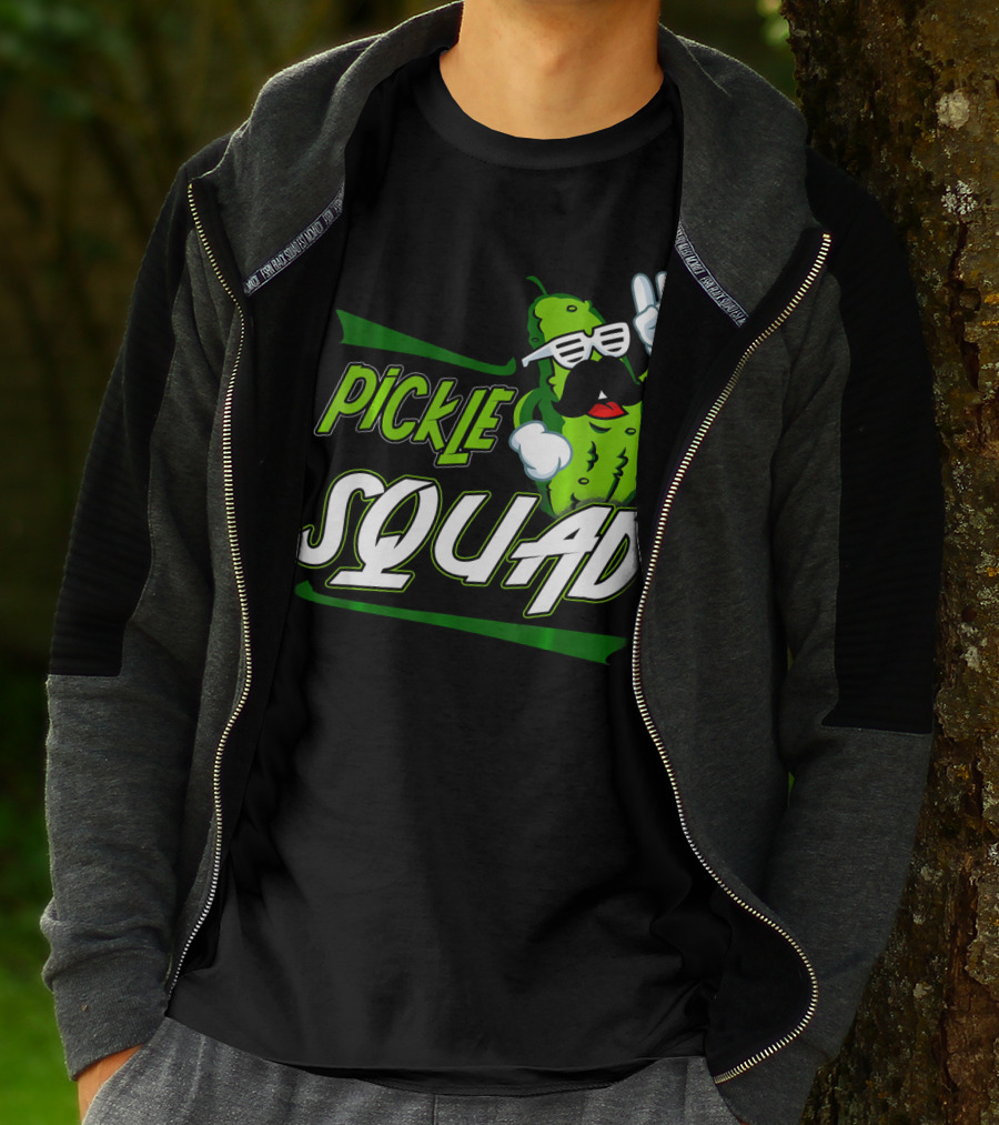 Pickle Squad Great Pickles Lover Retro Cool Mustache Rocker T-Shirt