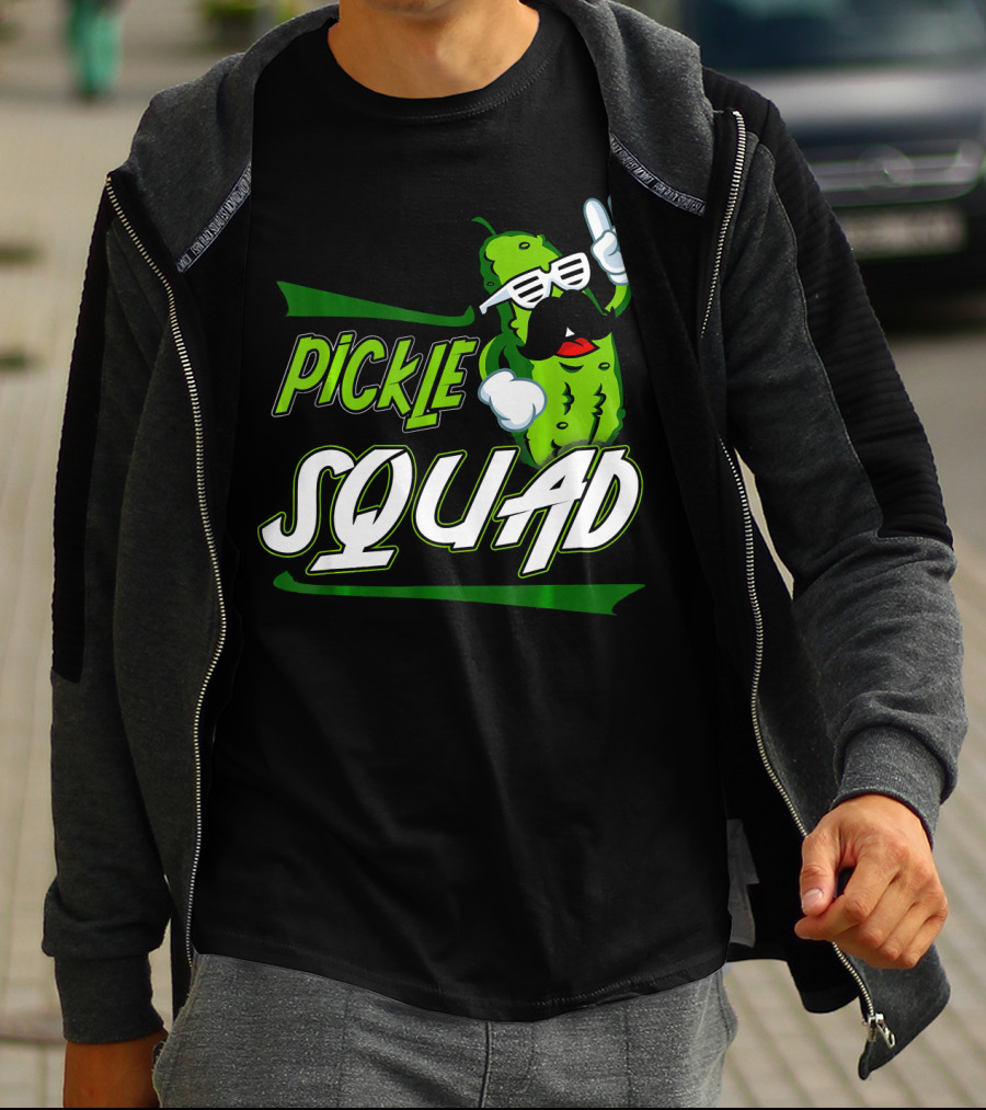 Pickle Squad Great Pickles Lover Retro Cool Mustache Rocker T-Shirt