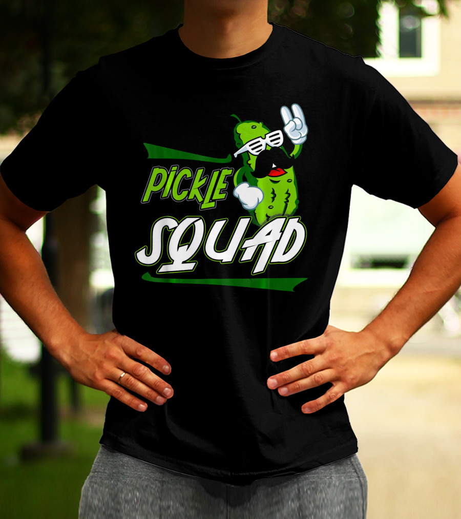 Pickle Squad Great Pickles Lover Retro Cool Mustache Rocker T-Shirt