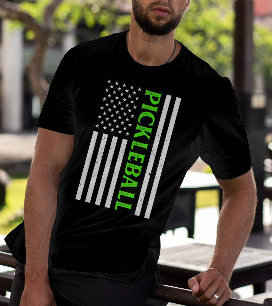 Pickleball Vintage Distressed American Flag T-Shirt