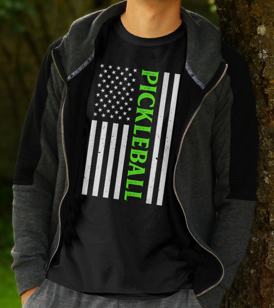 Pickleball Vintage Distressed American Flag T-Shirt