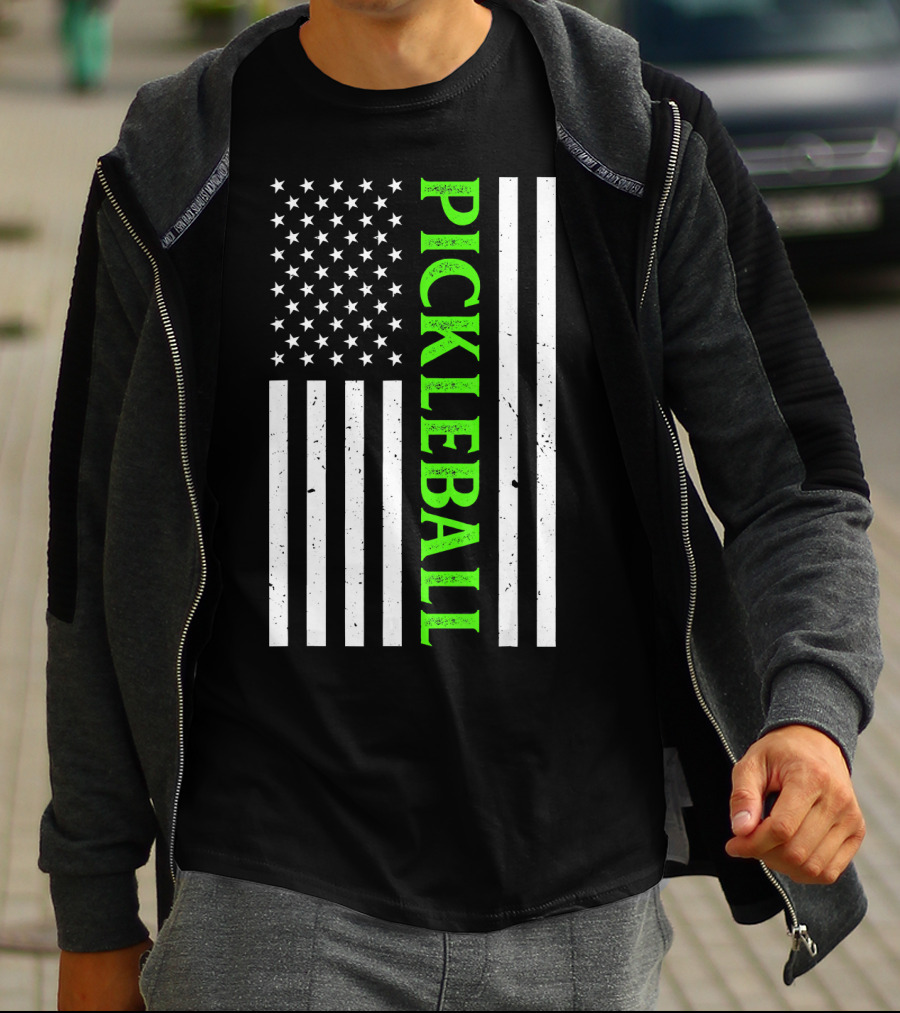 Pickleball Vintage Distressed American Flag T-Shirt