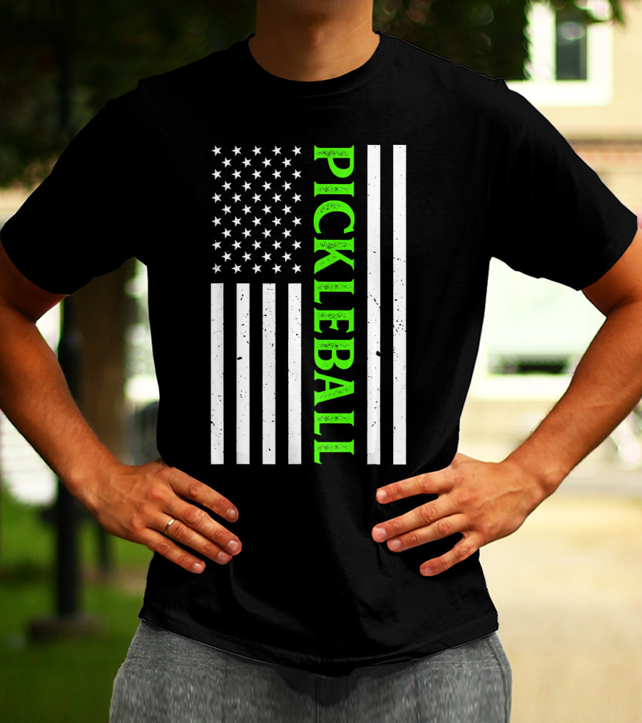 Pickleball Vintage Distressed American Flag T-Shirt