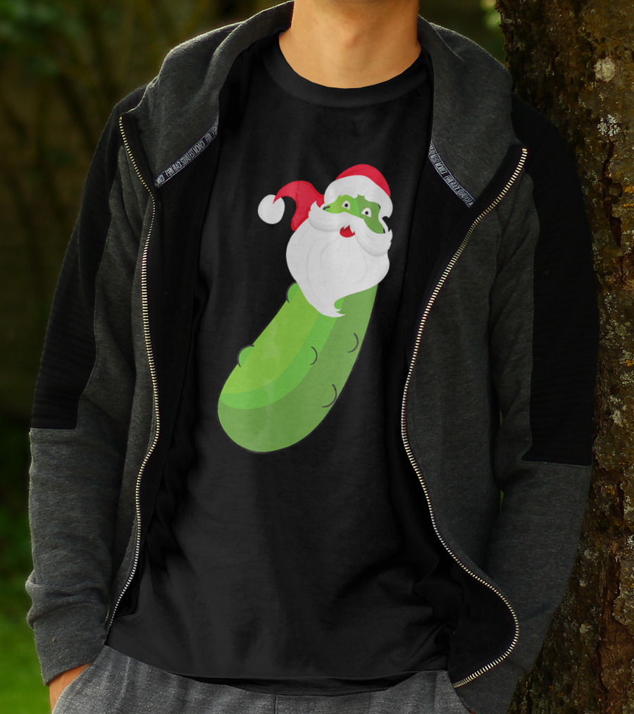 Lucky Pickle Funny Christmas Santa T-Shirt