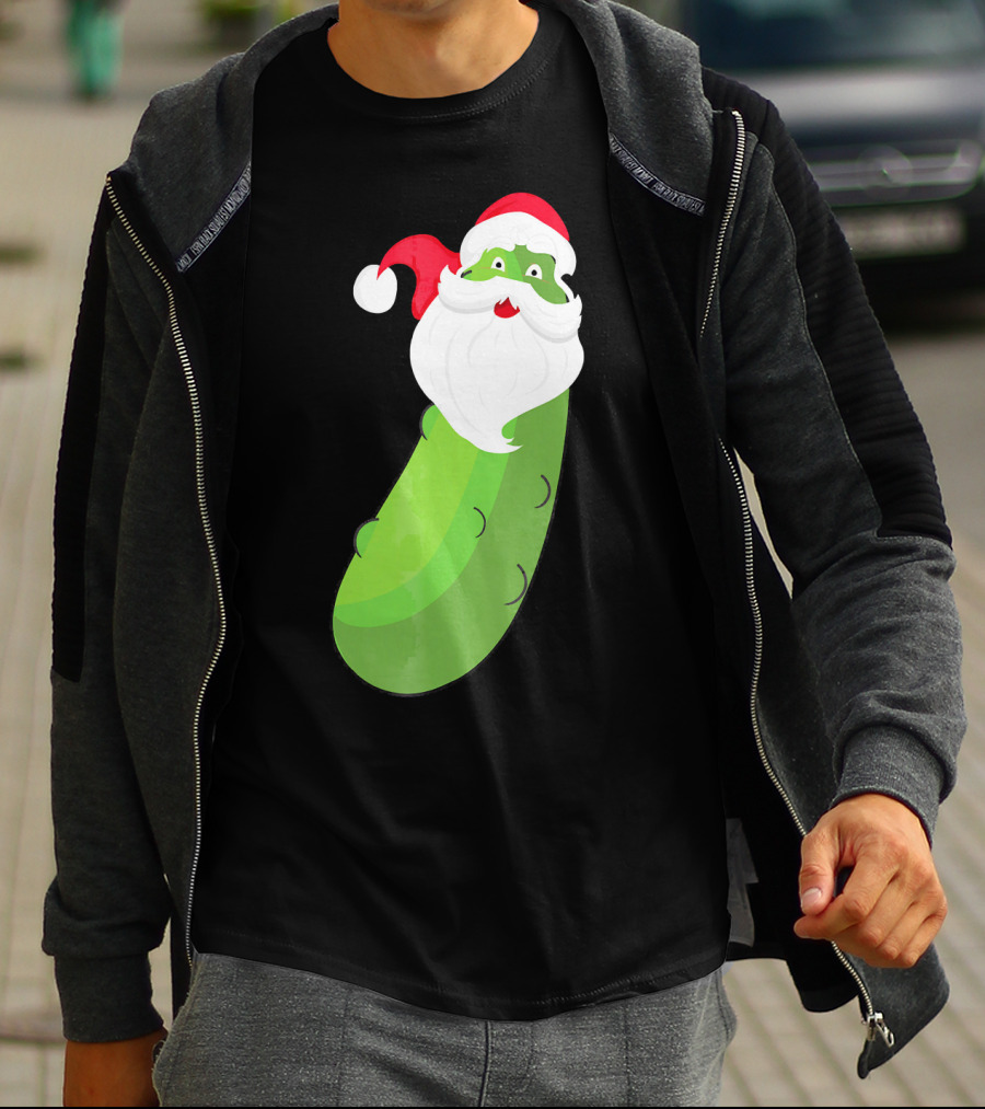 Lucky Pickle Funny Christmas Santa T-Shirt