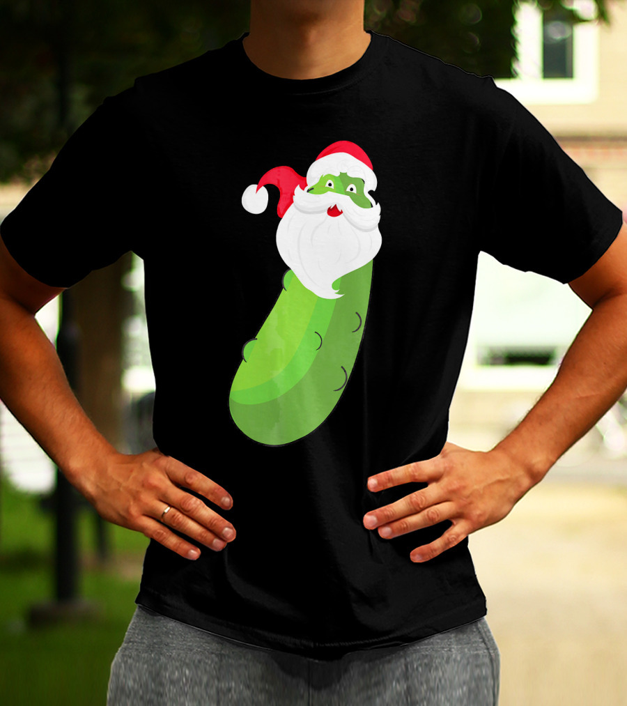 Lucky Pickle Funny Christmas Santa T-Shirt