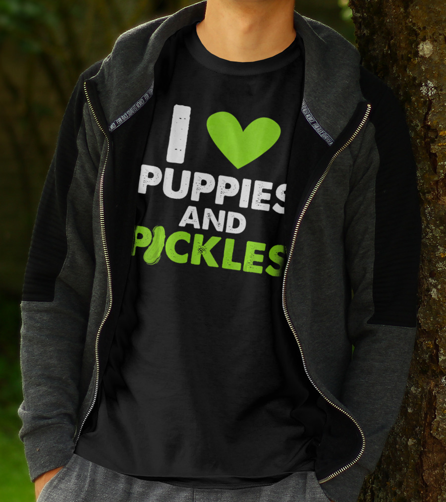 I Love Puppies And Pickles I Heart Puppies And Pickles T-Shirt