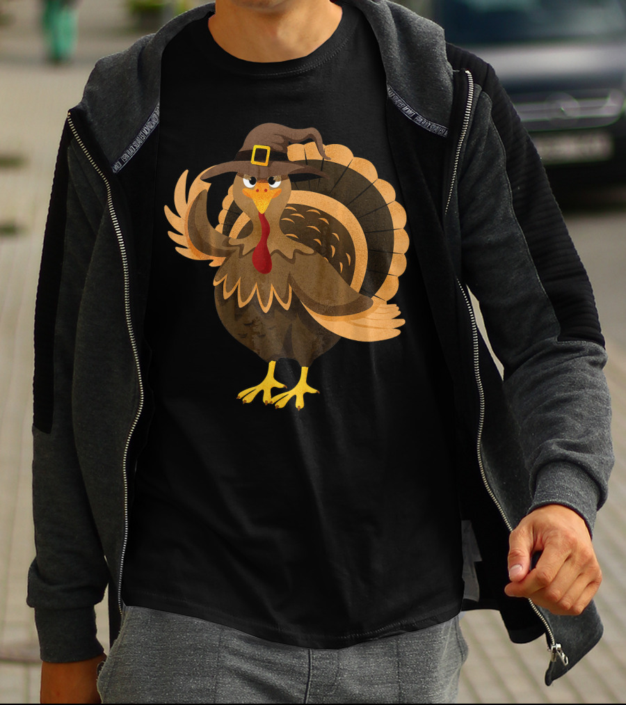 Funny Thanksgiving Turkey Dressed As Witch T-Shirt