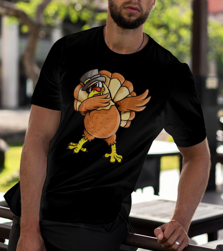 Dabbing Turkey Dab Dance Pilgrim Hat Thanksgiving T-Shirt