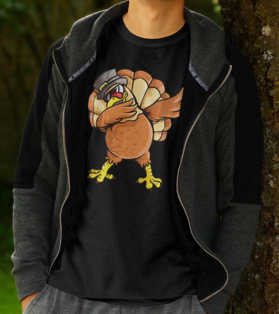 Dabbing Turkey Dab Dance Pilgrim Hat Thanksgiving T-Shirt