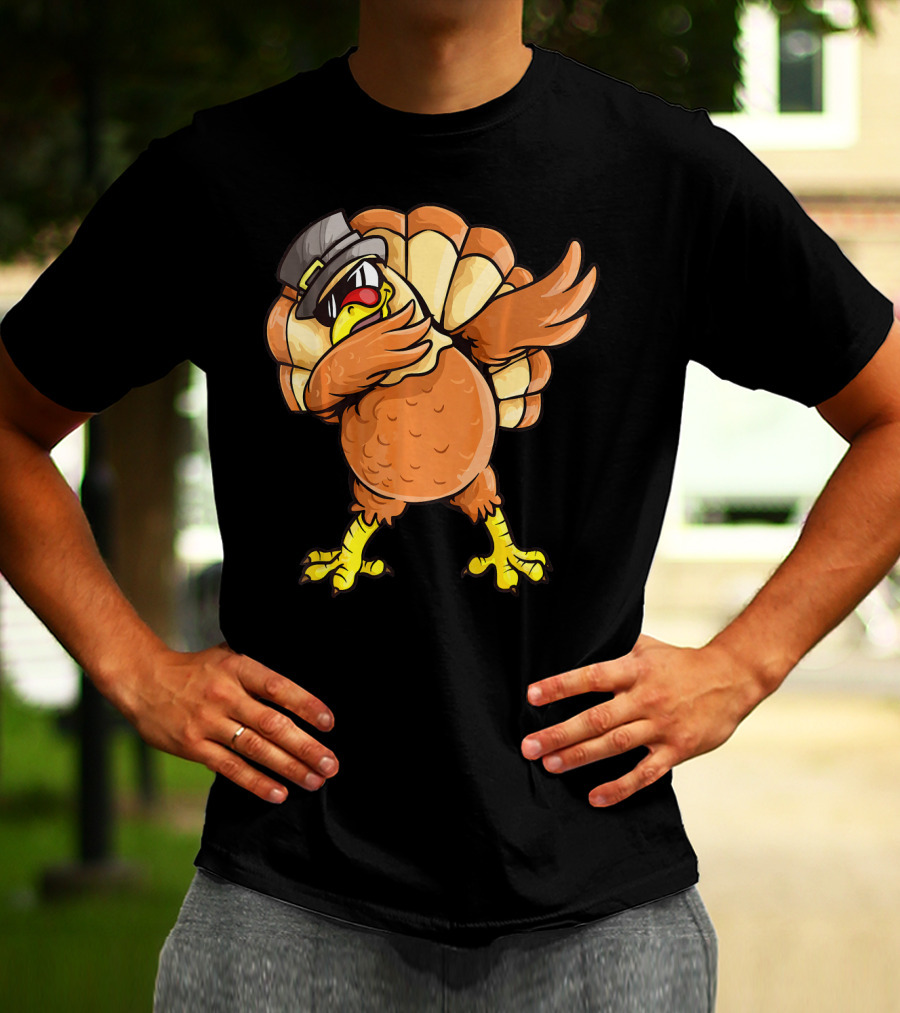 Dabbing Turkey Dab Dance Pilgrim Hat Thanksgiving T-Shirt