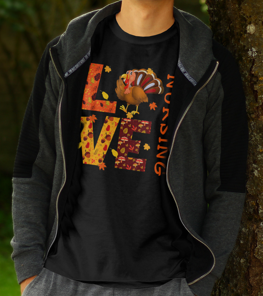 LOVE Nursing Nurse Turkey Autumn Thanksgiving T-Shirt