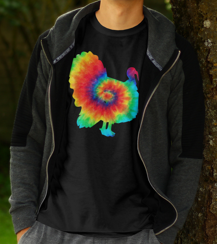 Tie Dye Turkey Thanksgiving Spiral Color Burst T-Shirt