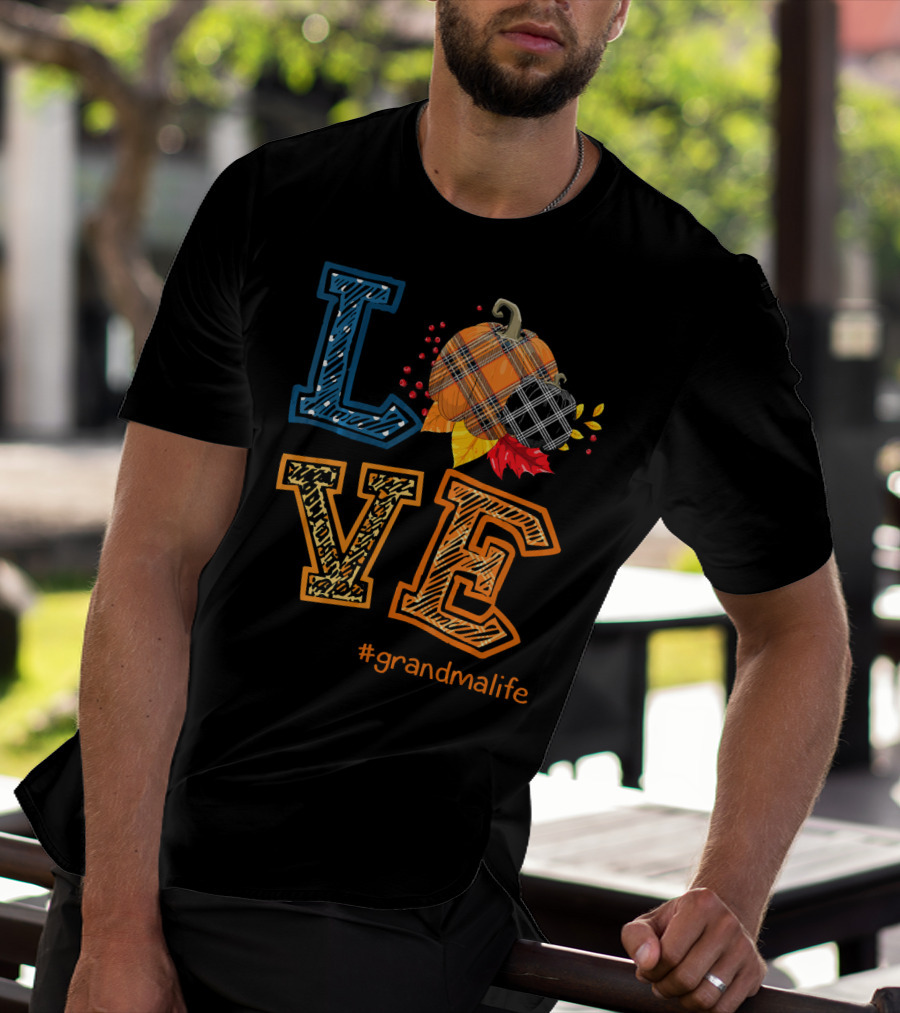 LOVE Plaid Pumpkin #grandmalife T-Shirt