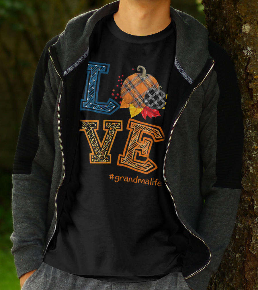 LOVE Plaid Pumpkin #grandmalife T-Shirt