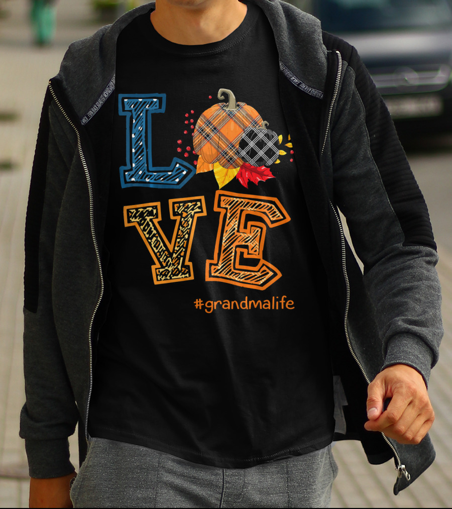 LOVE Plaid Pumpkin #grandmalife T-Shirt