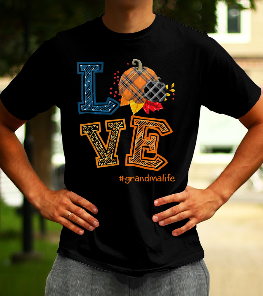 LOVE Plaid Pumpkin #grandmalife T-Shirt