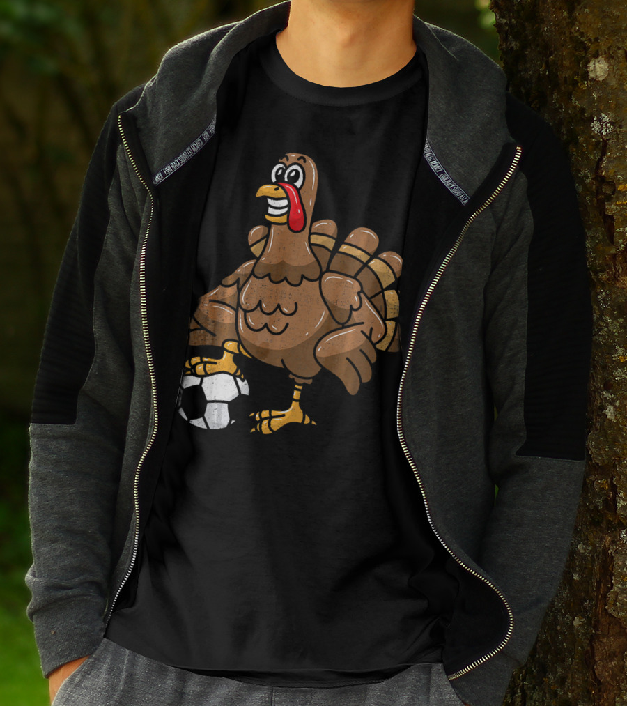 Thanksgiving Turkey Soccer Football Player T-Shirt