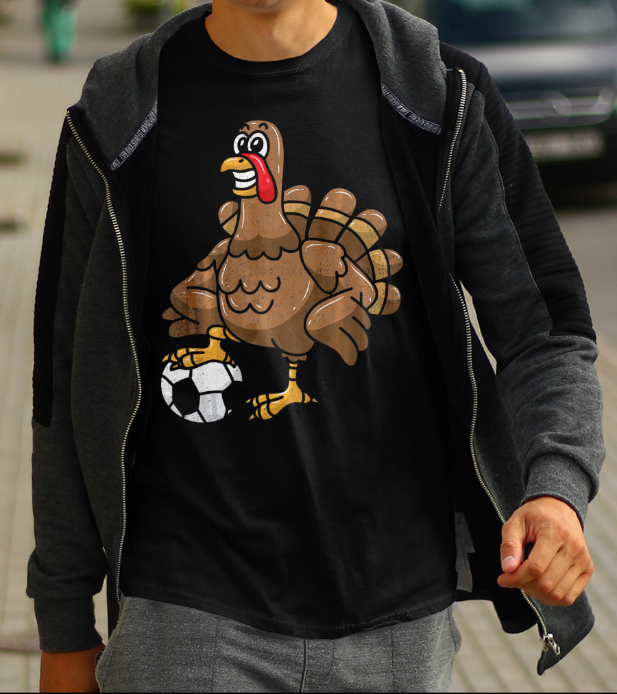 Thanksgiving Turkey Soccer Football Player T-Shirt