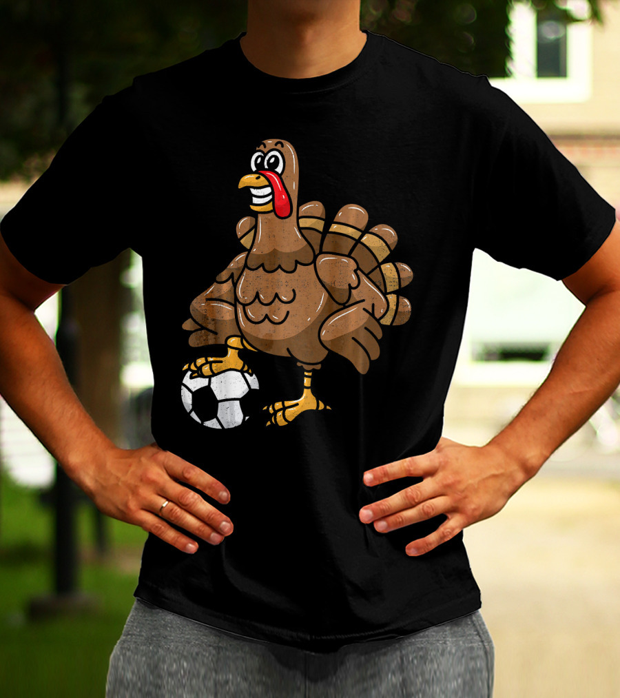Thanksgiving Turkey Soccer Football Player T-Shirt