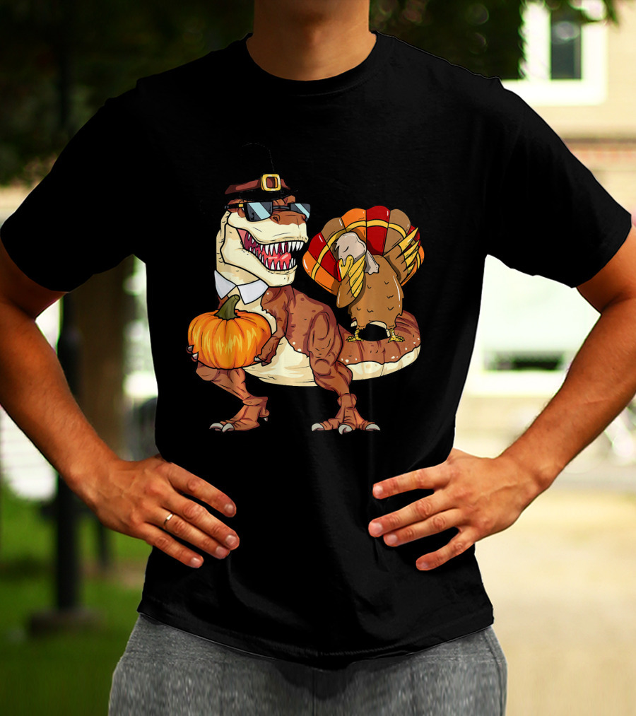 Thanksgiving Rex Dinosaur Dab Pumpkin Turkey T-Shirt