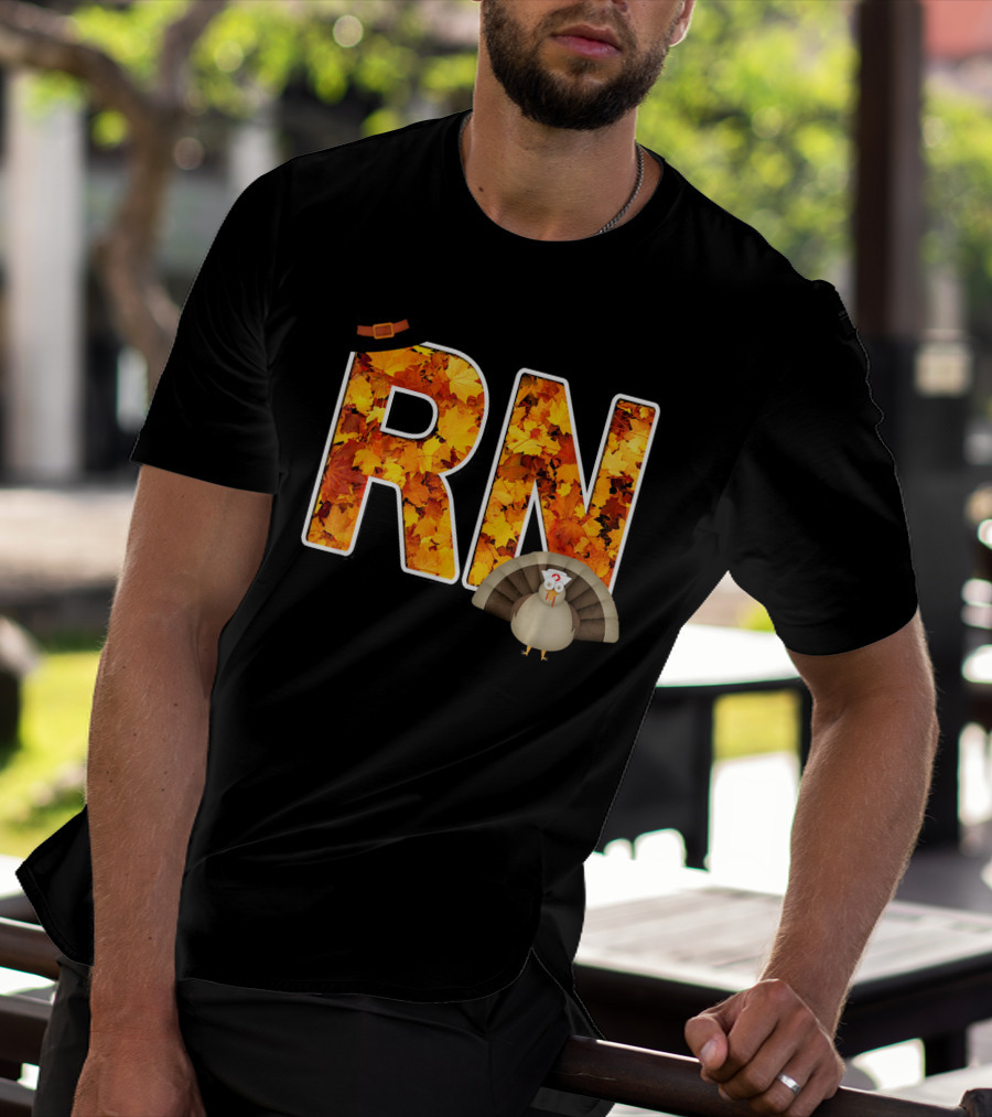 RN Thanksgiving Autumn Leaves Turkey T-Shirt