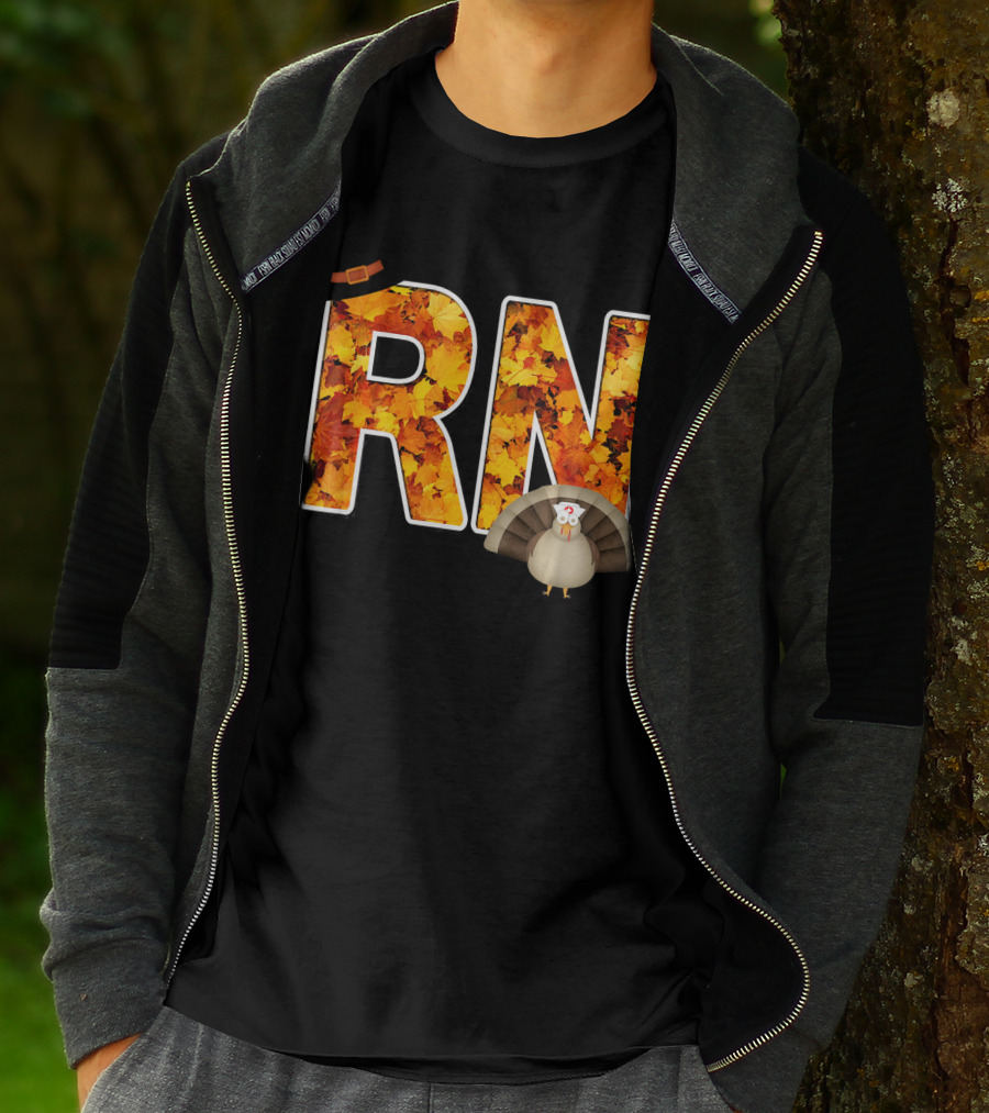 RN Thanksgiving Autumn Leaves Turkey T-Shirt