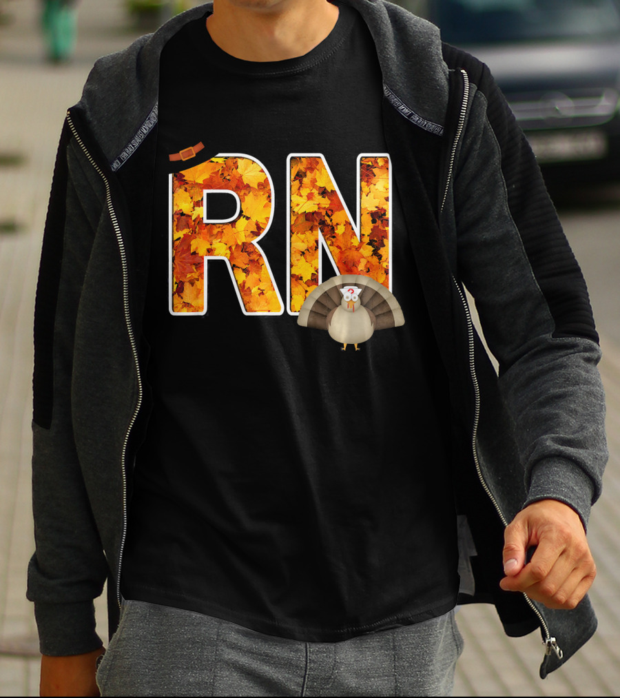 RN Thanksgiving Autumn Leaves Turkey T-Shirt