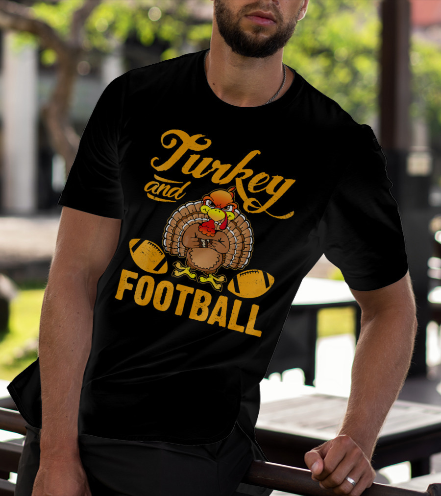 Turkey And Football Thanksgiving Humor T-Shirt