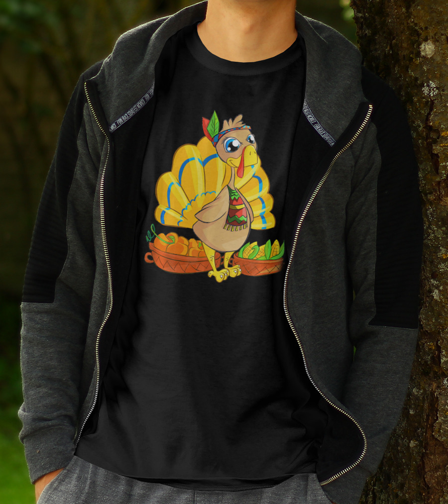 Thanksgiving Turkey Cartoon Harvest Cornucopia T-Shirt